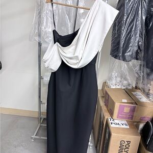 Club L London One Shoulder Black and White Dress